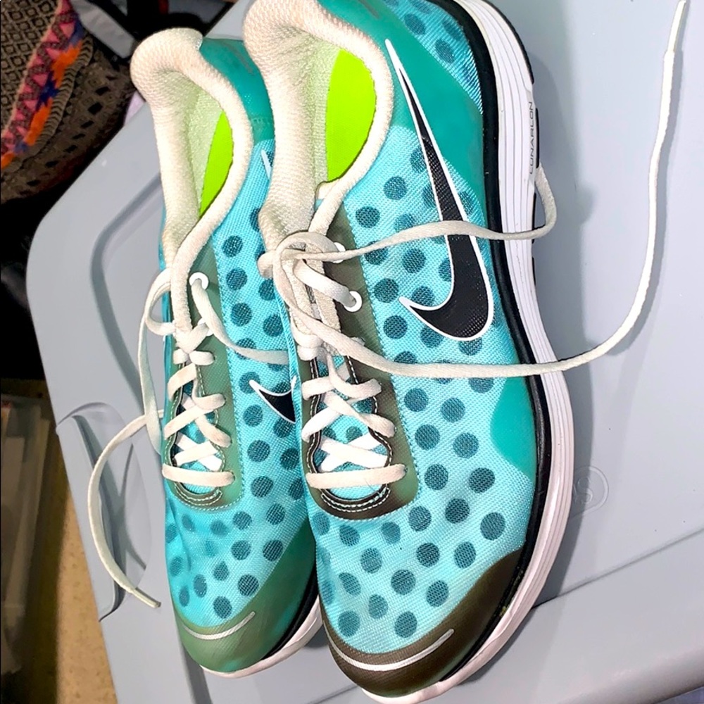 Blue polka dot nikes